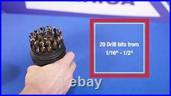 Drill America D/A29J-CO-PC 29 Piece M42 Cobalt Drill Bit Set in Round Case 1/