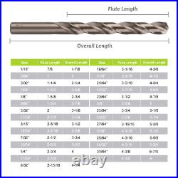 Drill Bit Set- 29Pcs Cobalt High Speed Steel Twist Jobber Length for Hardened Me