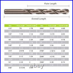 Drill Bit Set- 29 Pieces Cobalt High Speed Steel Twist Jobber Length for Hardene