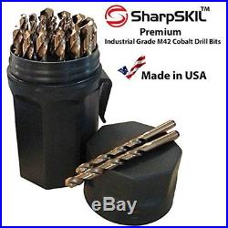 Drill Bits SharpSKIL Premium M42 Cobalt Set HSS Industrial Grade Bits, 29 Pieces