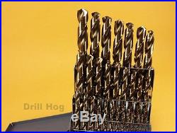 Drill Hog USA 29 Pc Cobalt Drill Bit Set + 9/16, 5/8, 3/4 Cobalt Silver Deming
