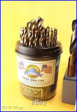 Drill Hog USA 37 Pc Cobalt Drill Bit Set BB Index M42 1/16 1 Lifetime Warranty