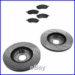 For 05 06 07 08 09 10 Cobalt G5 Front Ceramic Brake Pads & Cross Drilled Rotors