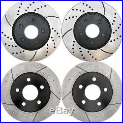 Front + Rear Full Set of 4 Performance Drilled and Slotted Brake Rotors