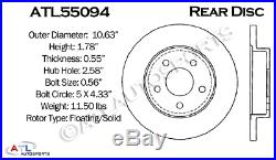 Front & Rear Set Double Drilled & Slotted Performance Brake Rotors Atl057360