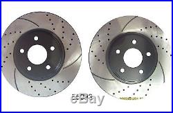 Front and Rear Black Powder Drilled & Slotted Brake Rotor Only