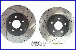Front and Rear Set Premium Performance Drilled & Slotted Disc Brake Rotors