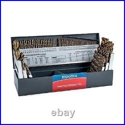 HIDOTOL 115PCS Cobalt Drill Bit Set M35 HSS for Hardened Steel Fractional 1/1