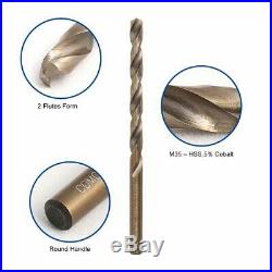 HSS Cobalt Drill Bit Set 115 Pcs M35 Twist Jobber Length Cast Iron Wood Plastic