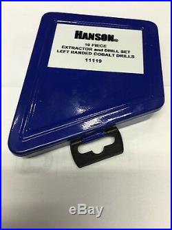 Hanson 11119 10 Piece Extractor And Drill Set Left Handed Cobalt Drills