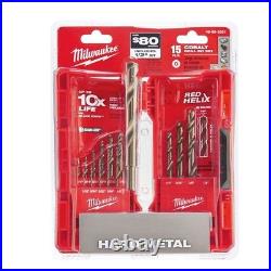 Heavy Duty Cobalt Red Helix Drill Bit Set for Drill Drivers Power Tool 15-Piece