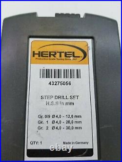 Hertel 1/8 to 3/4 118 deg Point, Cobalt Step Drill Bit Set 3 Piece set 43275056