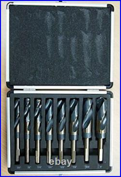 Hoteche 8PC HSS Cobalt Silver & Deming Drill Bits Set Large Size 9/16 to 1