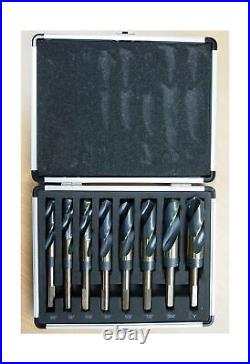 Hoteche 8PC HSS Cobalt Silver & Deming Drill Bits Set, Large Size 9/16 to 1