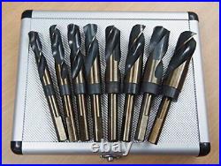 Hoteche 8PC HSS Cobalt Silver & Deming Drill Bits Set, Large Size 9/16 to 1, R