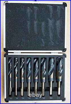 Hoteche 8PC HSS Cobalt Silver & Deming Drill Bits Set, Large Size 9/16 to 1, R