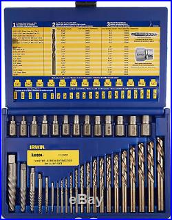 Irwin Hanson 35pc Master Extractor and Left Hand Cobalt Drill Bit Set #11135 Kit