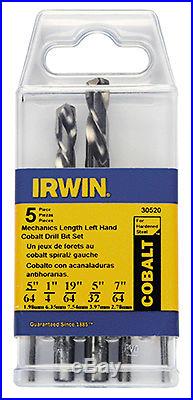 Irwin Industrial Tool 30520 Cobalt Drill Bits, Left-Hand, 5-Pc. Set Quantity 5