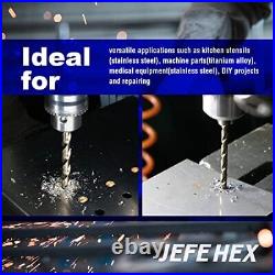 JEFE HEX 115PCS M35 HSS Twist Jobber Length Cobalt Drill Bit Set 1/16-1/2 A-Z