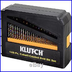 Klutch 145-Pc. Cobalt-Coated Drill Bit Set