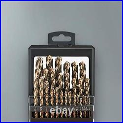 Lichamp 29PCS HSS Cobalt Drill Bits Set 1/16 to 1/2 with Three Flute for Hard