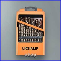 Lichamp 29PCS HSS Cobalt Drill Bits Set 1/16 to 1/2 with Three Flute for Hard