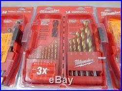 Lot of 6 Milwaukee 48890026 14 Piece Cobalt Drill Bit Sets Tools 402959 B23