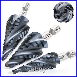 M35 Cobalt Step Drill Bit Set, 4 Flute Step Bit (1/8-7/8) Wear-Resistant Tialn