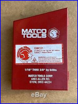 Matco Tools 21pc Cobalt Drill Bit Set Fractional DMC21