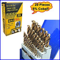 MaxTool 29 Pieces Drill Set 29PCs/29-Piece Twist Drill Bit Set 8% Cobalt HSS M42