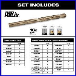 Milwaukee Cobalt Twist Drill Bit Set 35-Degree Helix Angle Black Oxide 29-Piece