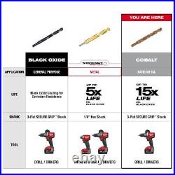 Milwaukee Cobalt Twist Drill Bit Set 3-Flat Shank for PVC, Wood (29-Piece)