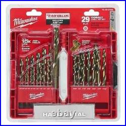 Milwaukee Drill Bit Set Cobalt Red Helix For Drill Drivers Core Strength (29-Pc)