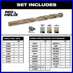 Milwaukee Heavy Duty Cobalt Drill Bit Set Twist Hard Metal Power Tool 29 Piece