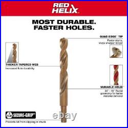 Milwaukee RED HELIX Twist Drill Bit Set 3-Flat Cobalt QUADEDGE TIP (29-Piece)