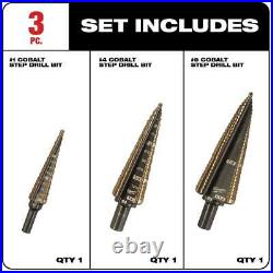 Milwaukee Step Bit Kit Cobalt 3-Pc Impact-Duty Titanium Drill Bit Set 15-Pc