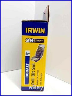 NEW Irwin Tools 29 Piece Cobalt Drill Bit Set 3018002B 1/16 To 1/2 NIB