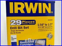 NEW Irwin Tools 29 Piece Cobalt Drill Bit Set 3018002B 1/16 To 1/2 NIB