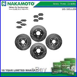 Nakamoto Ceramic Brake Pads & Performance Drilled Slotted Rotor Kit Front Rear