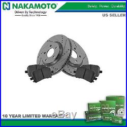 Nakamoto Performance Drilled Slotted Brake Rotor Ceramic Pad Front Set for GM