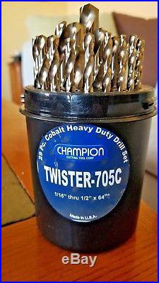 Nib Champion Cutting Works Twister 705c 29-pc Cobalt Heavy Duty Drill Set Jobber
