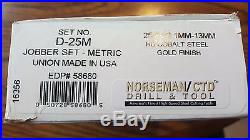 Norseman 25pc Premium M42 HD Cobalt drill bit set 1MM to 13MM D-25M USA! #58680