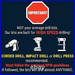 Professional Strength Drill Bit Set Carbide, Titanium & Cobalt Tips Included