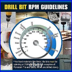 Professional Strength Drill Bit Set Carbide, Titanium & Cobalt Tips Included