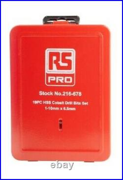 RS Pro JOBBER DRILL BIT SET 19Pcs 1-10mm Metric, HSS-E Cobalt, 135° Split Point