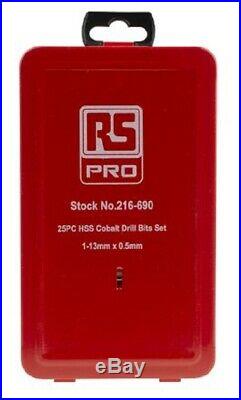 RS Pro JOBBER DRILL BIT SET 25Pcs 1-13mm Metric, HSS-E Cobalt, 135° Split Point