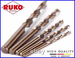 RUKO 164pcs. Cobalt Drill Bits Lot, Set, Sizes 1.0-13.0mm, HSS-Co5 (Stock Sale)