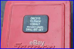 Rare Snap On Cobalt 15 Piece Drill Bit Set Imetal Case Mechanics Length Dbc215