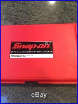 SNAP-ON 35 Pc. Screw Extractor/LH Cobalt Drill Bit Set New In BoxEXD35