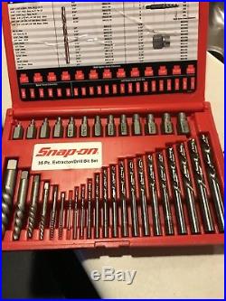 SNAP-ON EXD35 35pc MASTER SCREW EXTRACTOR LH COBALT DRILL BIT SET with CASE USA